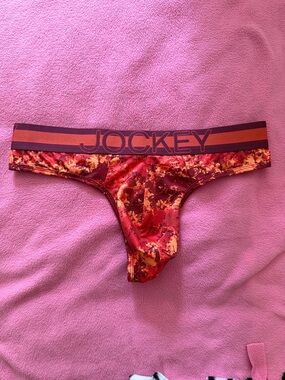 Jockey Marble-Print Bikini Brief in Red and Orange